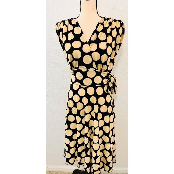 Traces by Tracy Evans B/Cream Large Polka Dot Dress, 10 - Picture 1 of 10